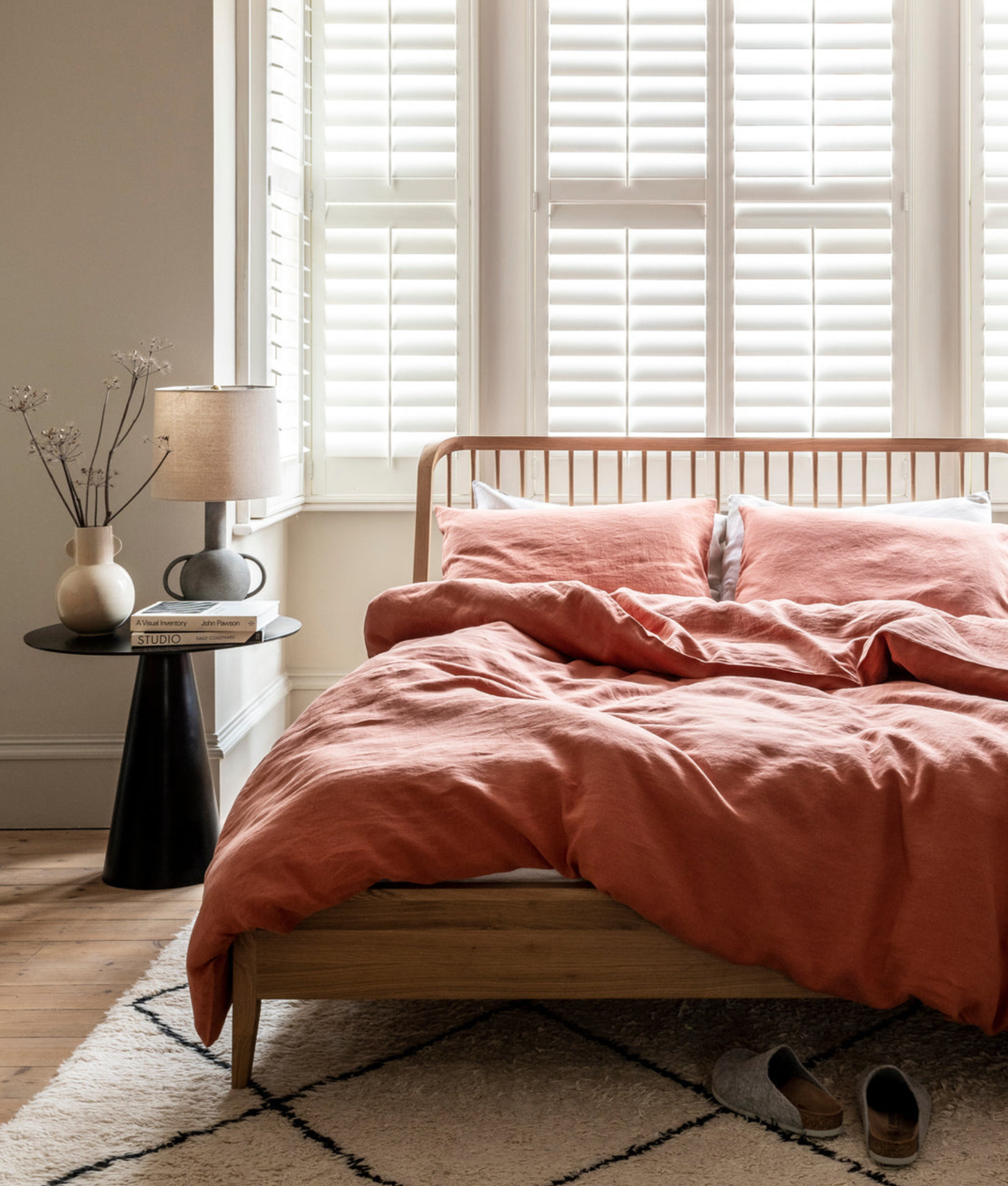 Burnt Orange Linen Duvet Cover Piglet in Bed from 199