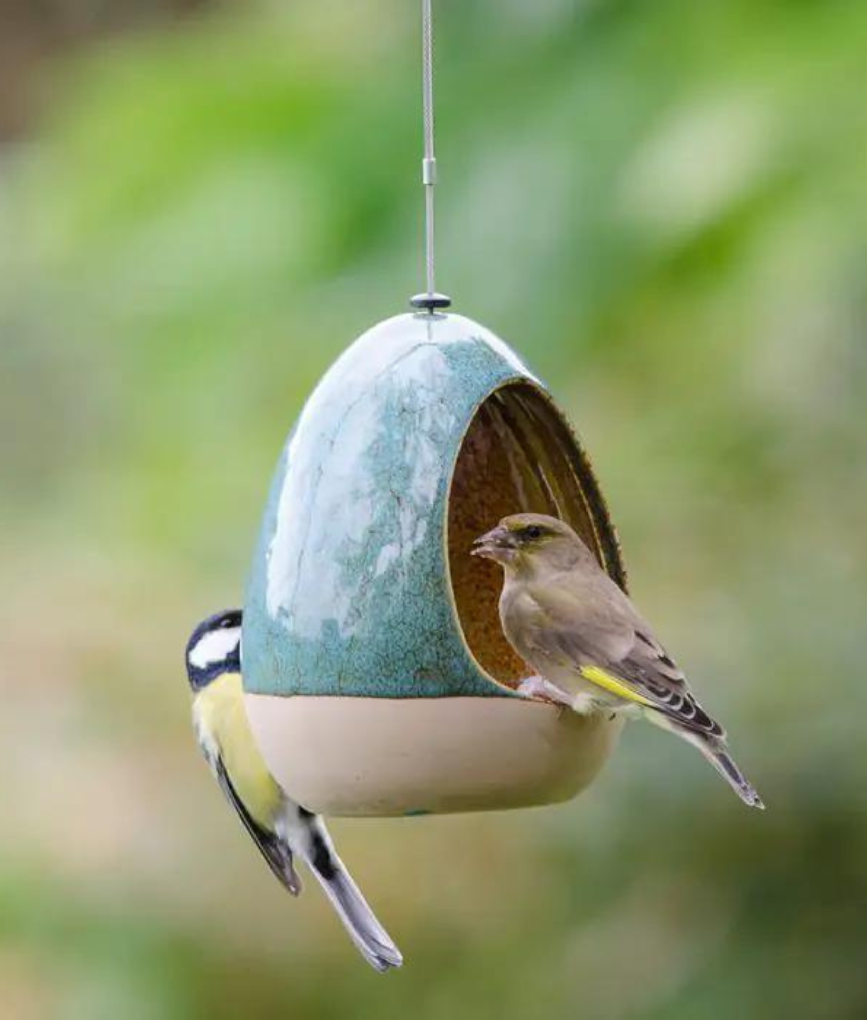 Ceramic hanging bird feeder